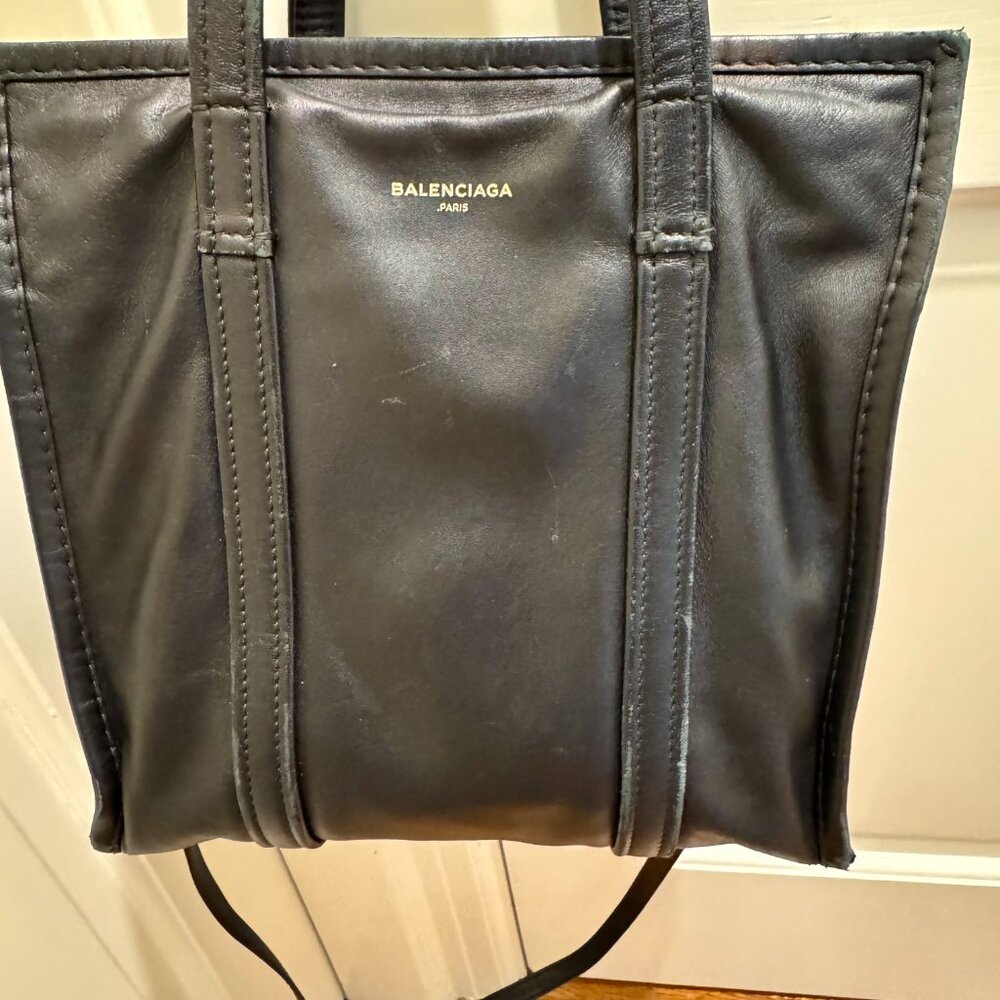 BALENCIAGA Bazaar Shopper - Well-loved Black Leather Tote / Crossbody